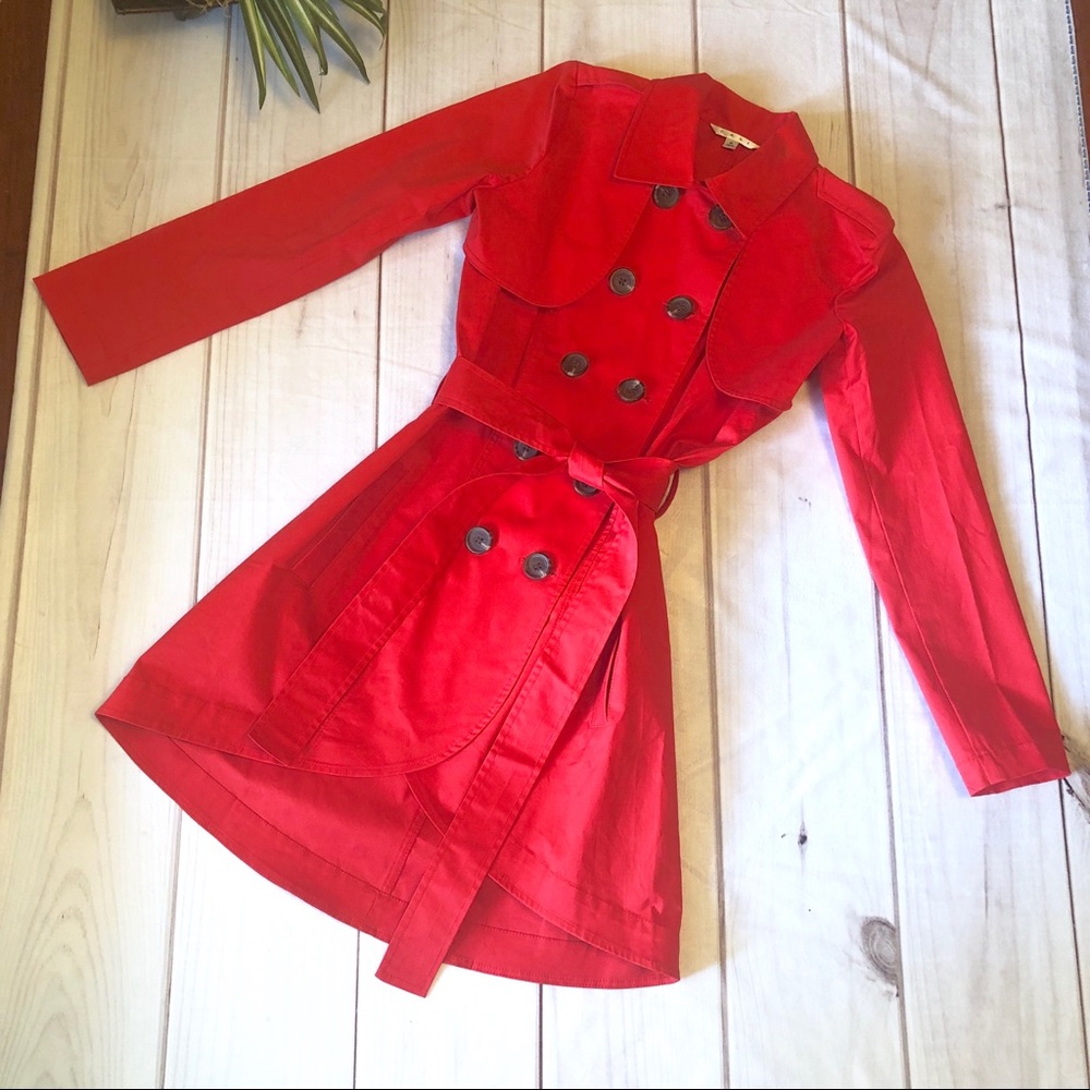 Cabi Red Trench Coat Convertible Size 4